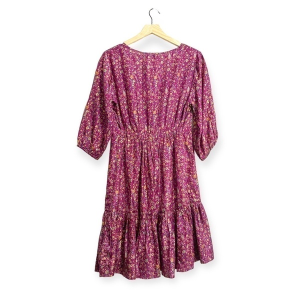 Mes Demoiselles Floral Print Silk Dress In Purple, Size 36EU/US4 - Picture 4 of 14